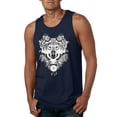 thumbnail image 1 of Drawn Tribal Wolf Animal Lover Mens Graphic Tank Top, Navy, Large, 1 of 3