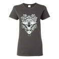 thumbnail image 1 of Drawn Tribal Wolf Animal Lover Womens Graphic T-Shirt, Charcoal, X-Large, 1 of 3