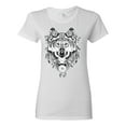 thumbnail image 1 of Drawn Tribal Wolf Animal Lover Womens Graphic T-Shirt, White, Medium, 1 of 3