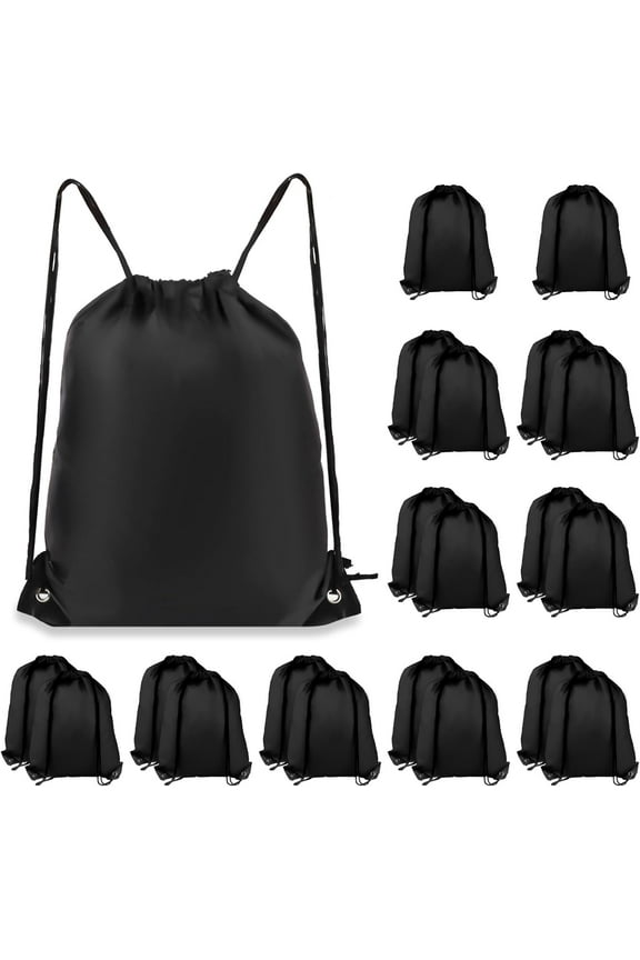 Drawstring Backpack 20Pcs Drawstring Bags, Draw String Back Bag Drawstring Bags Bulk for Sports, Gym, Travel, Swimming, Beach (Black)