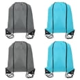 thumbnail image 1 of Drawstring Backpack, 2Pcs Polyester Draw String Backpack Gym Bags for Gym Sports(Dark Grey/Azure, 13.4" x 16.9"), 1 of 7