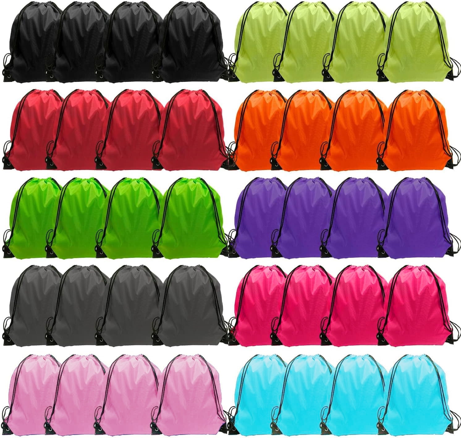Drawstring Backpack 40 Pcs Cinch Bags Drawstring Bags Bulk Nylon Draw String Sport Bag 10 Colors Walmart