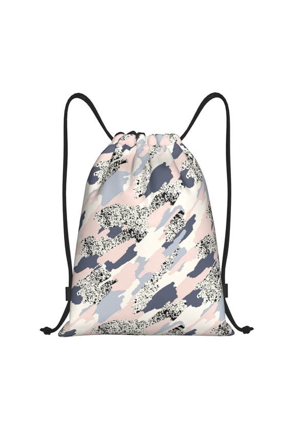 Drawstring Backpack - Abstract Camouflage Splash Proof Small Drawstring Gym Bag for Women Men, Cinch Sports String Bag Backpack for Travel Swimming Beach
