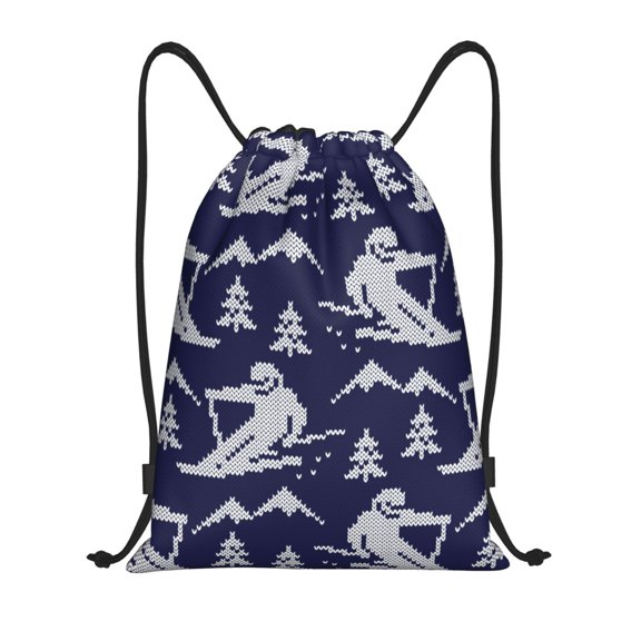 Drawstring Backpack - Abstract Skiing Splash Proof Small Drawstring Gym Bag for Women Men, Cinch Sports String Bag Backpack for Travel Swimming Beach