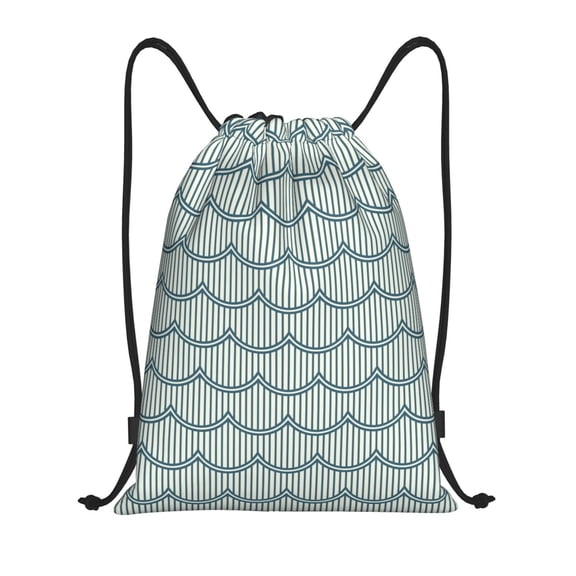 Drawstring Backpack - Abstract Wave Pattern Splash Proof Small Drawstring Gym Bag for Women Men, Cinch Sports String Bag Backpack for Travel Swimming Beach