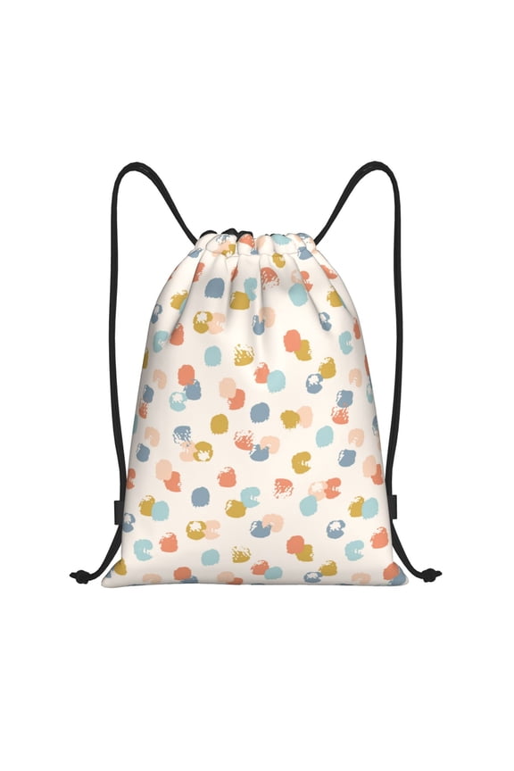 Drawstring Backpack - Abstract paint dots spots pattern Splash Proof Small Drawstring Gym Bag for Women Men, Cinch Sports String Bag Backpack for Travel Swimming Beach