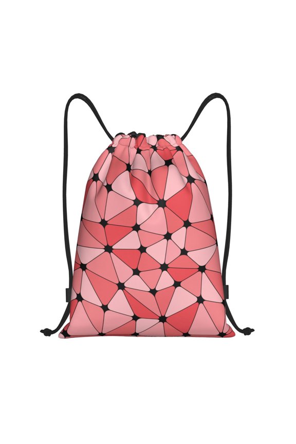Drawstring Backpack - Abstract red pattern Splash Proof Small Drawstring Gym Bag for Women Men, Cinch Sports String Bag Backpack for Travel Swimming Beach