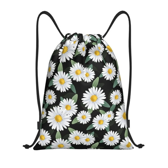 Drawstring Backpack - Aesthetic white Vintage sun flower Splash Proof Small Drawstring Gym Bag for Women Men, Cinch Sports String Bag Backpack for Travel Swimming Beach