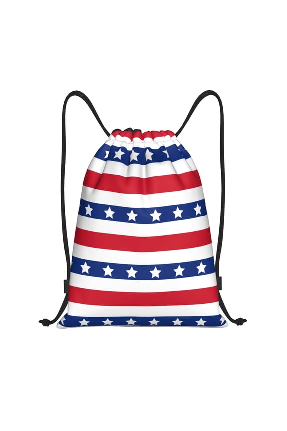 Drawstring Backpack - American Patriotic Stars And Stripes Splash Proof Small Drawstring Gym Bag for Women Men, Cinch Sports String Bag Backpack for Travel Swimming Beach