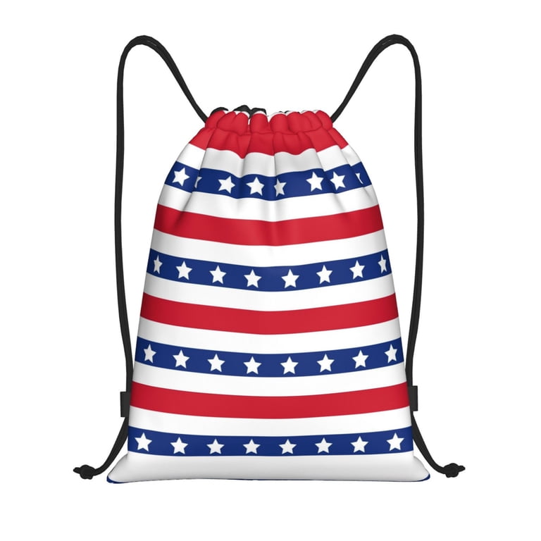 Drawstring Backpack - American Patriotic Stars And Stripes  display picture 2