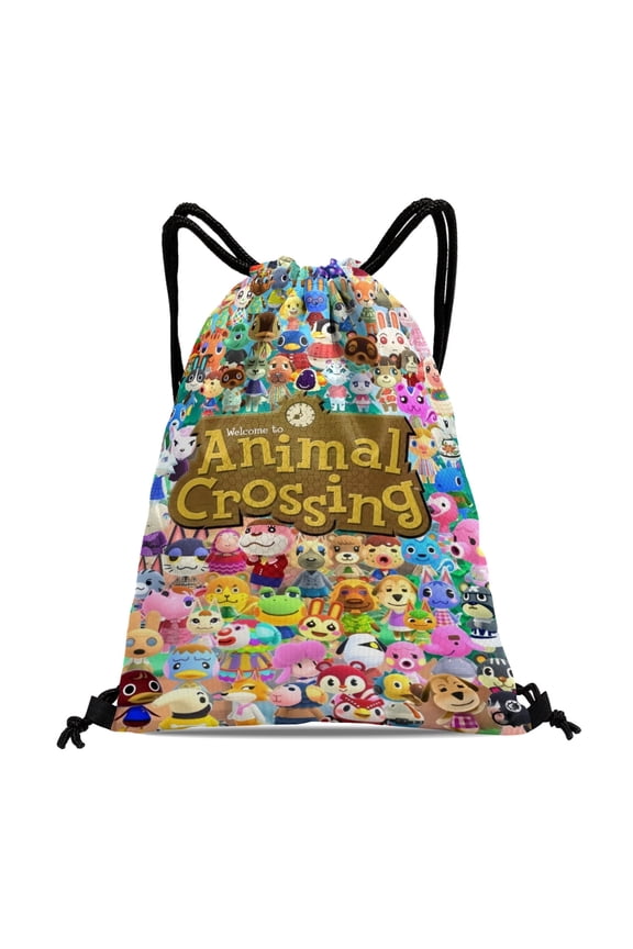 Drawstring Backpack for Animal Crossing Sackpack Adults Women Men Party Favor Bags Sports for Swimming Gym Travel Hiking Camping Tote Bag 11.8  15.7 in