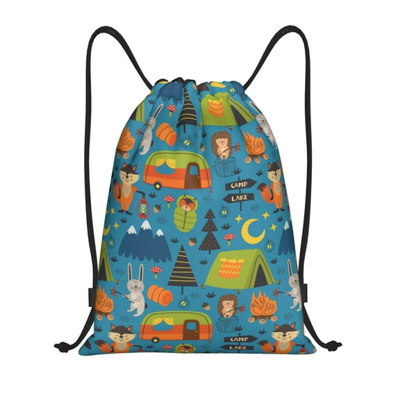 Drawstring Backpack, Animals In Camping Light Waterproof Sports Gym Bag Draw String Back Bag for Men Women, Sackpack Cinch Workout Bag for Sports, Travel, Swimming, Beach