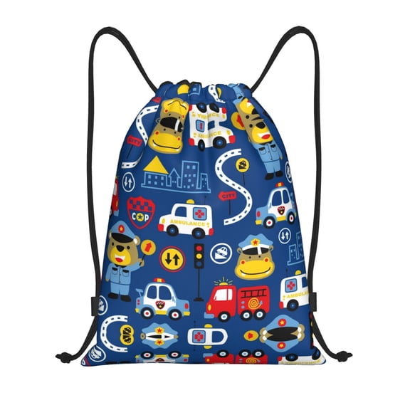 Drawstring Backpack - Animals Rescue Team Splash Proof Small Drawstring Gym Bag for Women Men, Cinch Sports String Bag Backpack for Travel Swimming Beach