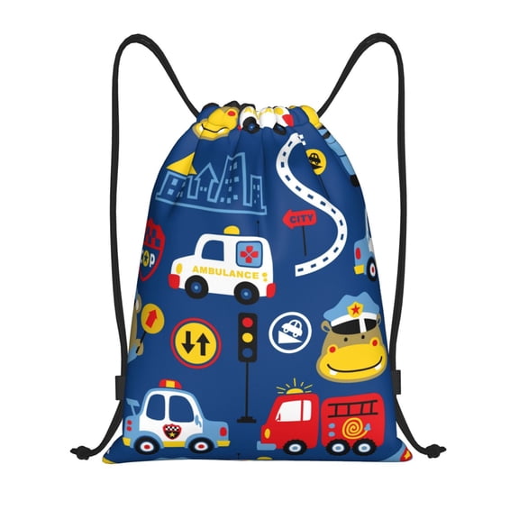 Drawstring Backpack - Animals Rescue Team Splash Proof Small Drawstring Gym Bag for Women Men, Cinch Sports String Bag Backpack for Travel Swimming Beach
