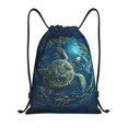 thumbnail image 1 of Drawstring Backpack - Artistic Turtle Earth Splash Proof Small Drawstring Gym Bag for Women Men, Cinch Sports String Bag Backpack for Travel Swimming Beach, 1 of 8