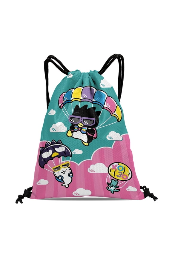 Drawstring Backpack for Badtz Maru Drawstring Pocket Adults Women Men Party Favor Bags Sports for Gym Travel Swimming Hiking Camping Tote Bag 11.8 × 15.7 in