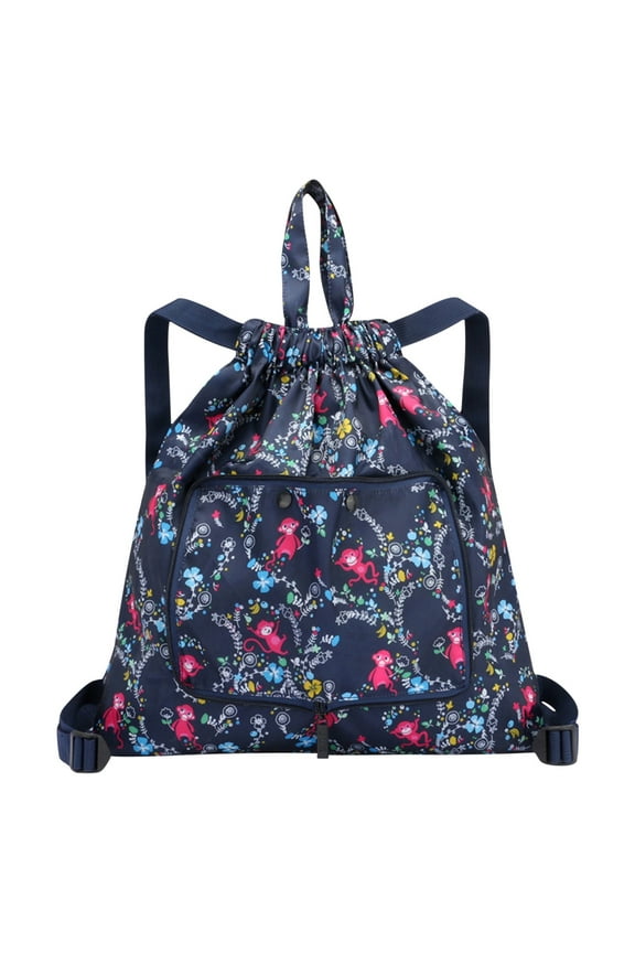 Drawstring Backpack Bag with Shoe Compartment, Foldable Large Capacity Travel Backpack Drawstring Pocket Ultra Light Nylon Cloth Multifunctional Print Foldable Bag Organizer Clearance