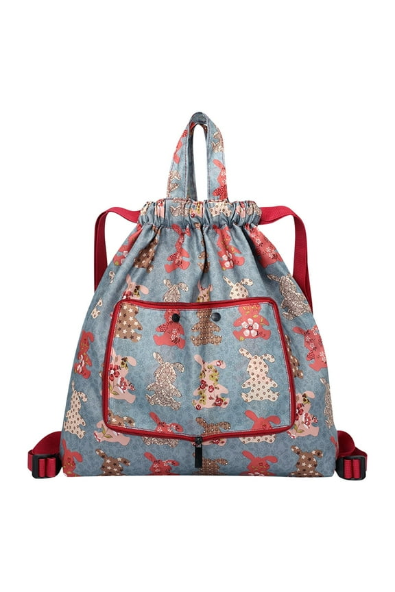 Drawstring Backpack Bag with Shoe Compartment, Foldable Large Capacity Travel Backpack Drawstring Pocket Ultra Light Nylon Cloth Multifunctional Print Foldable Bag Organizer Clearance