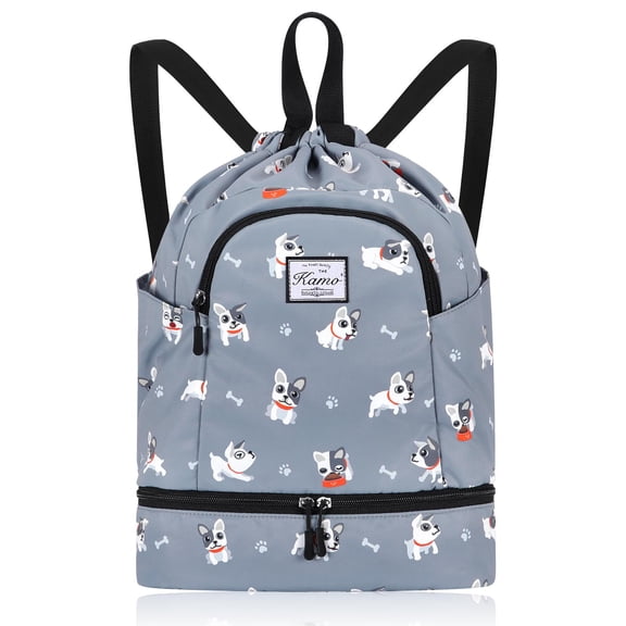 Drawstring Backpack Bag with Shoe Compartment, Large Gym Bag Sackpack Sports Beach Backpack for Men Women