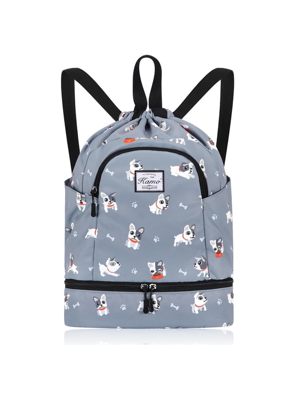 Drawstring Backpack Bag with Shoe Compartment, Large Gym Bag Sackpack Sports Beach Backpack for Men Women
