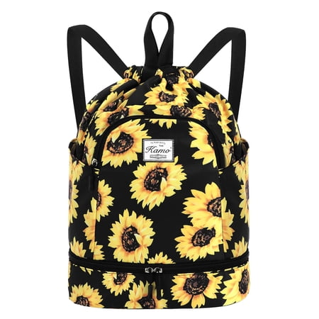 Drawstring Backpack Bag with Shoe Compartment, Large Gym Bag Sackpack Sports Beach Backpack for Men Women