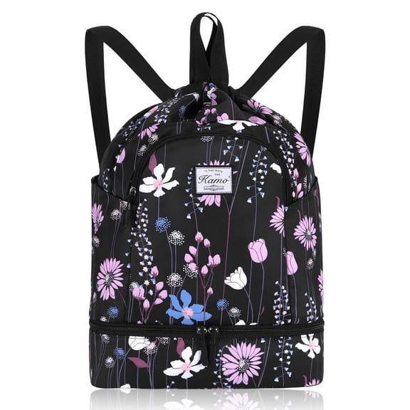 Drawstring Backpack Bag with Shoe Compartment, Large Gym Bag Sackpack Sports Beach Backpack for Men Women