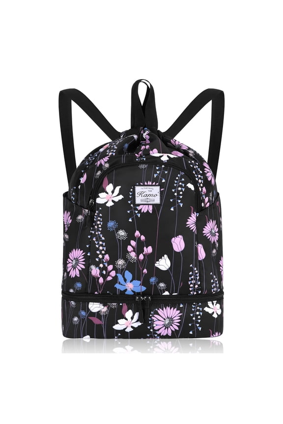 Drawstring Backpack Bag with Shoe Compartment, Large Gym Bag Sackpack Sports Beach Backpack for Men Women