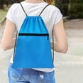 thumbnail image 1 of Drawstring Backpack Bag - Waterproof Draw String Back Sack, with Zip Pocket, Gym Drawstring Bags Swim Bag for Men Women, Sky Blue, 1 of 6