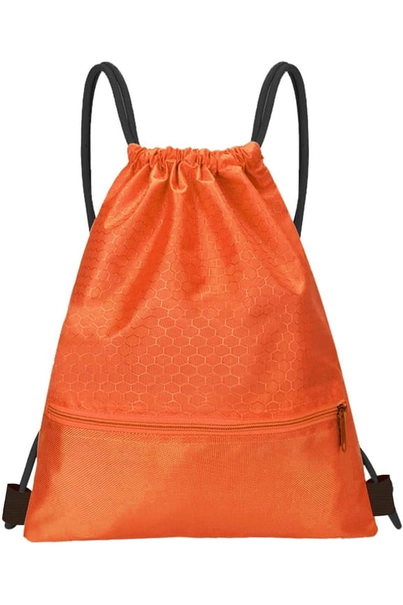 Drawstring Backpack Bag, Waterproof Draw String Back Sack with Zip Pocket, Gym Drawstring Bags Swim Bag for Men Women