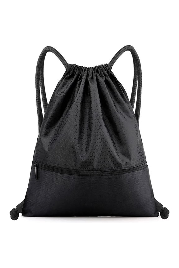 Drawstring Backpack Bag, Waterproof Draw String Back Sack with Zip Pocket, Gym Drawstring Bags Swim Bag for Men Women