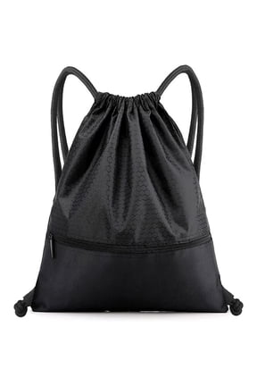 Drawstring Backpack Bag, Waterproof Draw String Back Sack with Zip Pocket, Gym Drawstring Bags Swim Bag for Men Women
