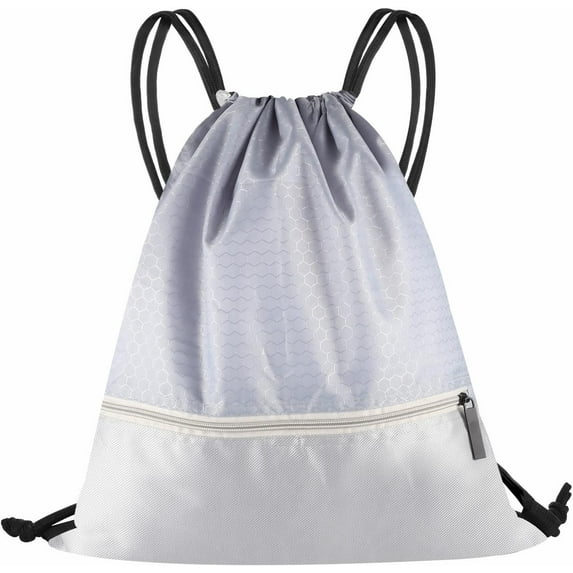 Drawstring Backpack Bag for Men Women, Waterproof Gym Drawstring Bag Back Sack with Zip Pocket