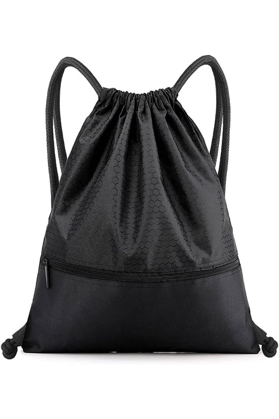 Drawstring Backpack Bag for Men Women, Waterproof Gym Drawstring Bag Back Sack with Zip Pocket