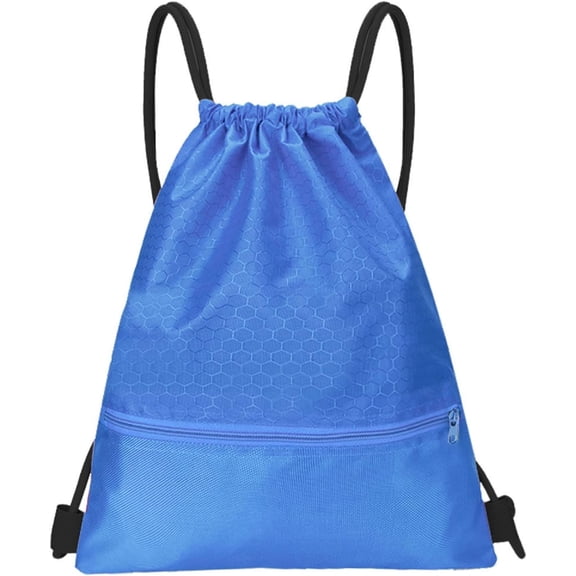 Drawstring Backpack Bag for Men Women, Waterproof Gym Drawstring Bag Back Sack with Zip Pocket
