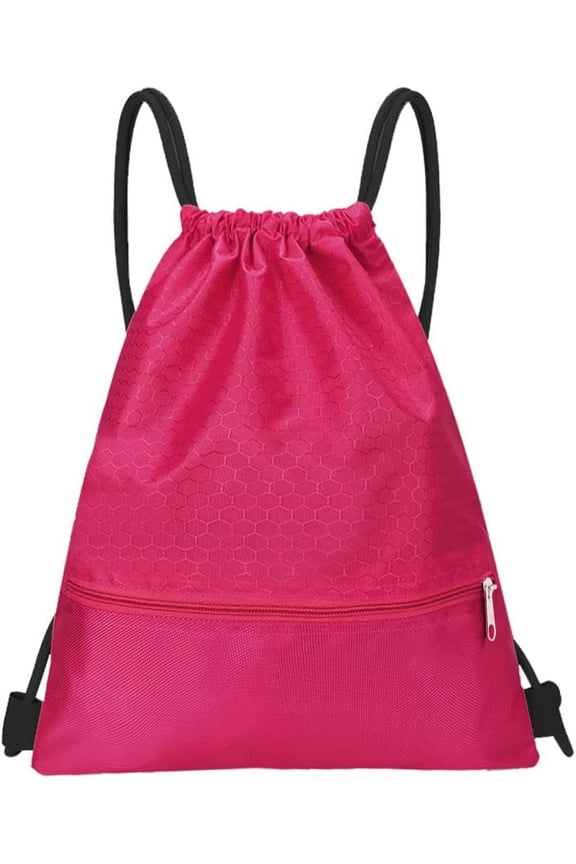 Drawstring Backpack Bag for Men Women, Waterproof Gym Drawstring Bag Back Sack with Zip Pocket