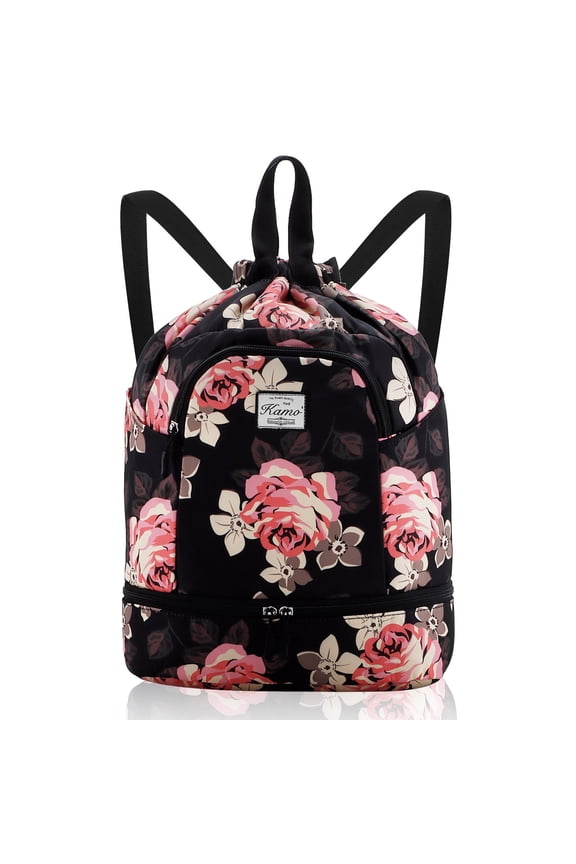 Drawstring Backpack Bag with Shoe Compartment, Large Gym Bag Sackpack Sports Beach Backpack for Men Women