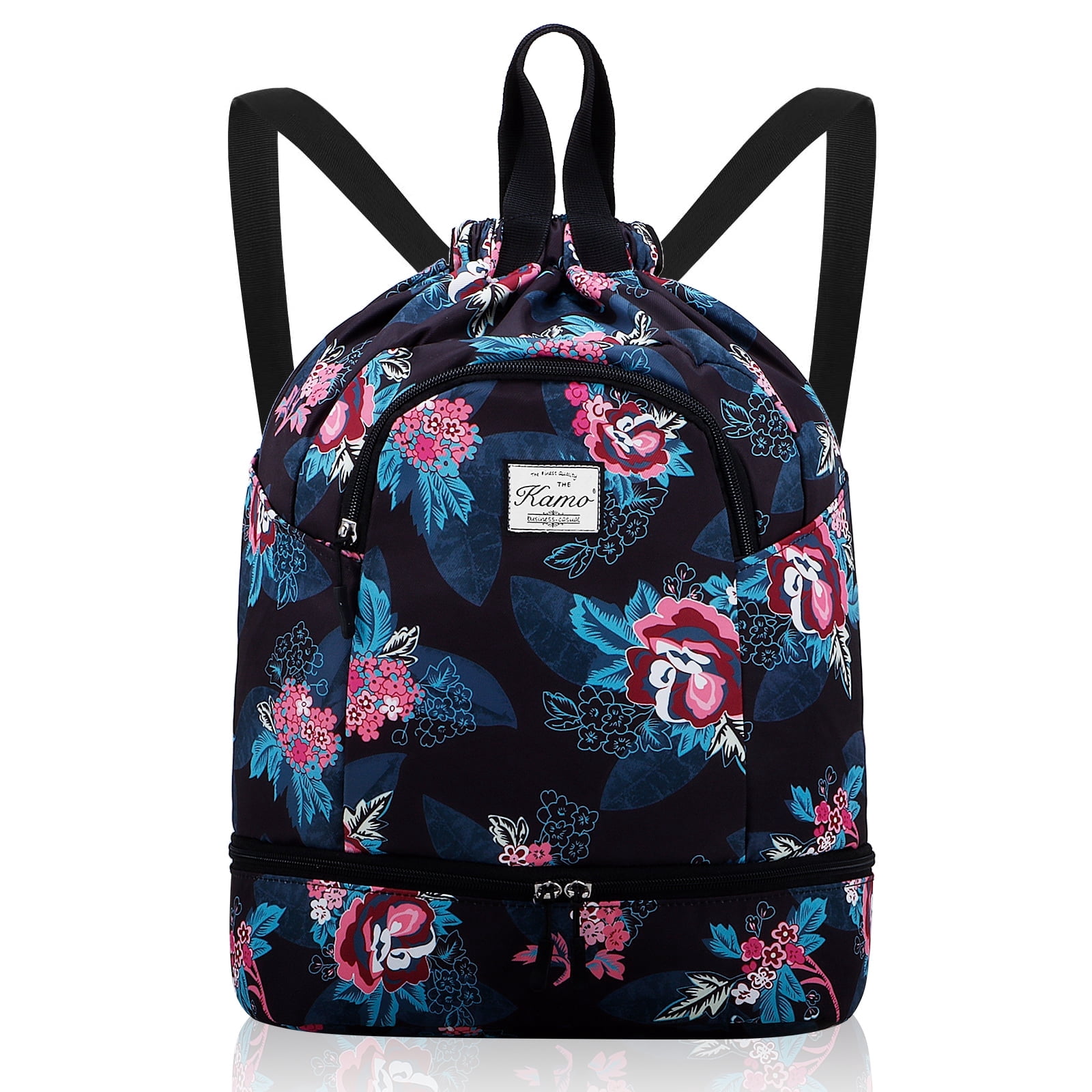 Drawstring Backpack Bag with Shoe Compartment, Large Gym Bag 