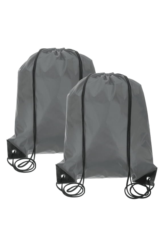 Drawstring Backpack Bags, 2 Pack Sports Cinch Sack for Gym Yoga Travel Swimming Beach Gray