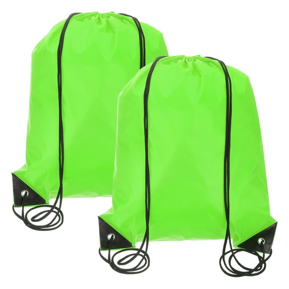 Drawstring Backpack Bags, 2 Pack Sports Cinch Sack for Gym Yoga Travel Swimming Beach Light Green