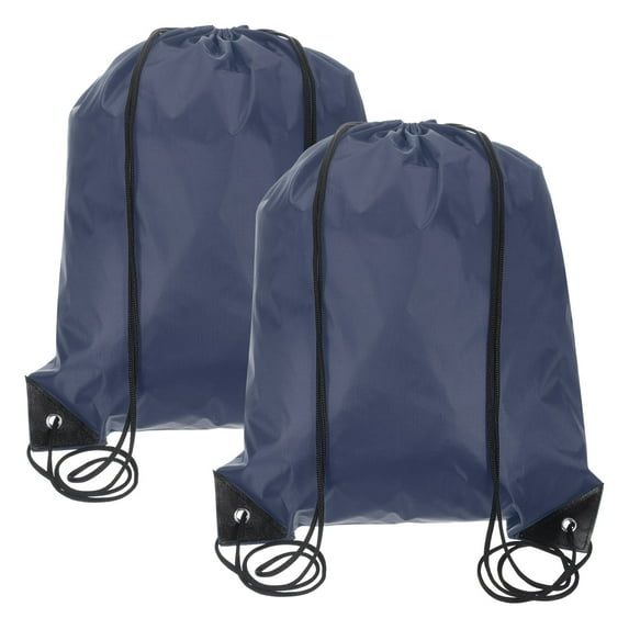 Drawstring Backpack Bags, 2 Pack Sports Cinch Sack for Gym Yoga Travel Swimming Beach Navy Blue