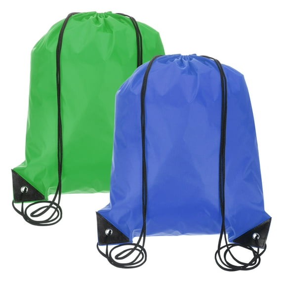 Drawstring Backpack Bags, 2 Pack Sports Cinch Sack for Gym Yoga Travel Swimming Beach Sapphire Blue, Green