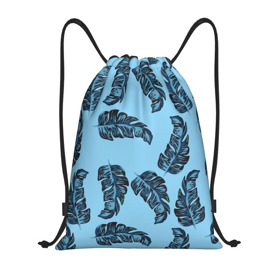 Drawstring Backpack - Banana Tropical leaves Splash Proof Small Drawstring Gym Bag for Women Men, Cinch Sports String Bag Backpack for Travel Swimming Beach