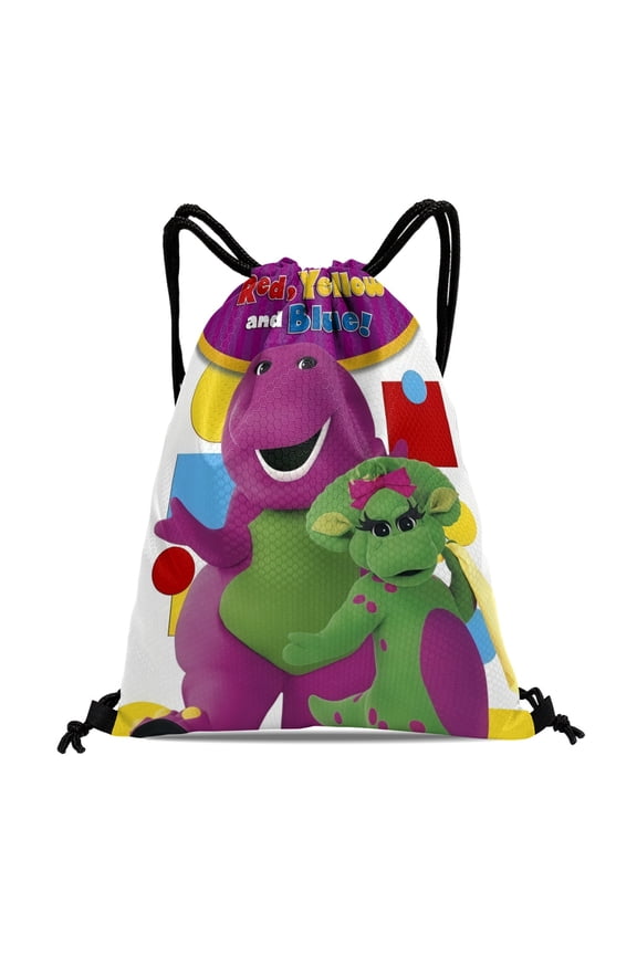 Drawstring Backpack for Barney and Friends Drawstring Pocket Adults Women Men Party Favor Bags Sports for Gym Travel Swimming Hiking Camping Tote Bag 11.8 15.7 in