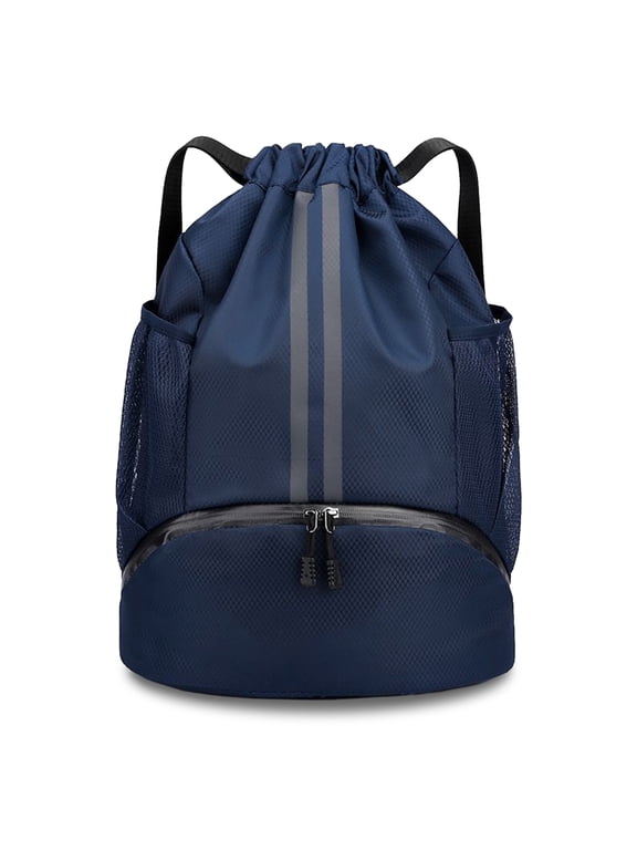 Drawstring Backpack for Basketball, Gym, Swim and Sport, Water-Resistant Sports Bag with Shoe Compartment, Wet and Dry Separation, Heavy Duty Cinch Sack for Men Women