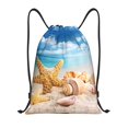 thumbnail image 1 of Drawstring Backpack - Beach Starfish Shell Splash Proof Small Drawstring Gym Bag for Women Men, Cinch Sports String Bag Backpack for Travel Swimming Beach, 1 of 8