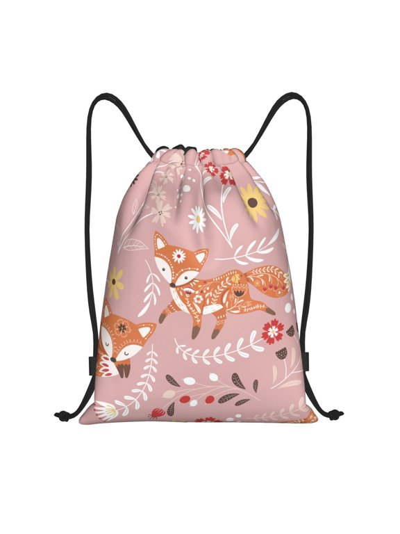 Drawstring Backpack - Beautiful Fox Splash Proof Small Drawstring Gym Bag for Women Men, Cinch Sports String Bag Backpack for Travel Swimming Beach
