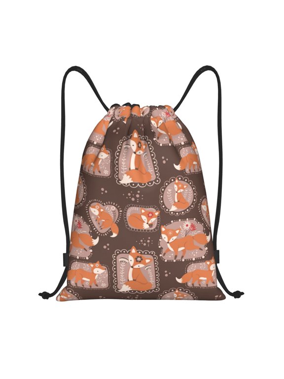 Drawstring Backpack - Beautiful Fox Splash Proof Small Drawstring Gym Bag for Women Men, Cinch Sports String Bag Backpack for Travel Swimming Beach