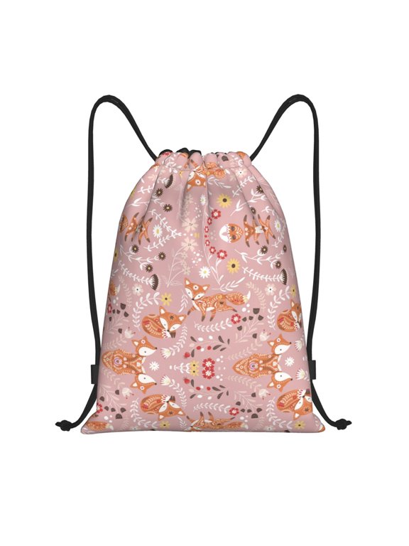 Drawstring Backpack - Beautiful Fox Splash Proof Small Drawstring Gym Bag for Women Men, Cinch Sports String Bag Backpack for Travel Swimming Beach
