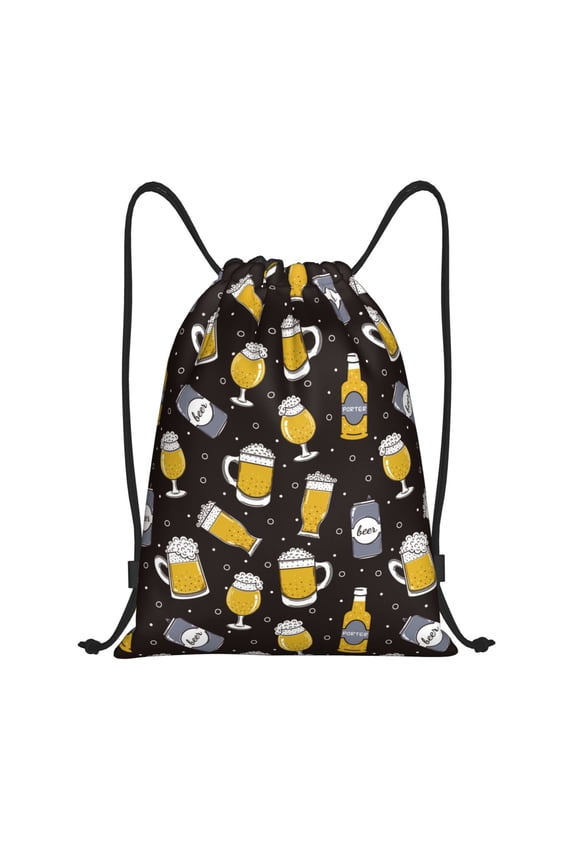 Drawstring Backpack - Beer In A Bottle Splash Proof Small Drawstring Gym Bag for Women Men, Cinch Sports String Bag Backpack for Travel Swimming Beach