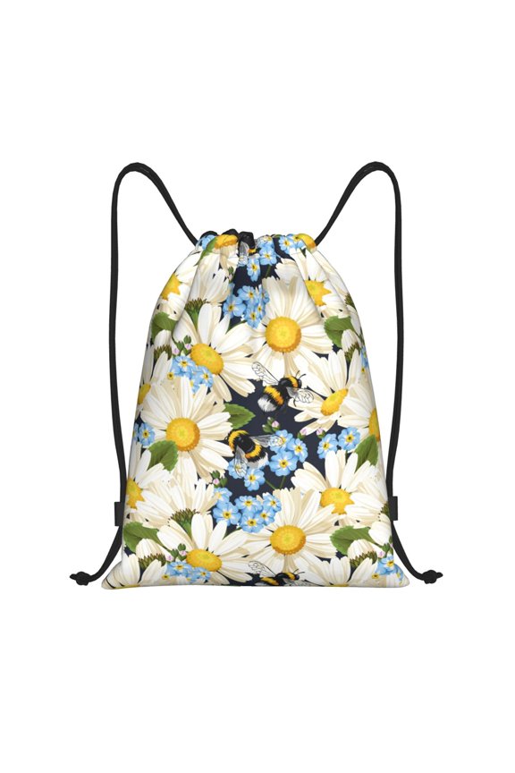 Drawstring Backpack - Bees Collecting Nectar Splash Proof Small Drawstring Gym Bag for Women Men, Cinch Sports String Bag Backpack for Travel Swimming Beach